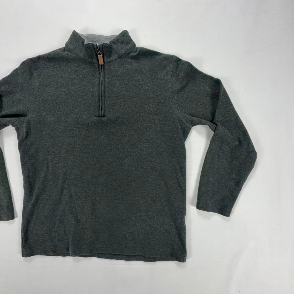 Mizzen‎ & Main Mens Gray Quarter Zip Pullover Sweater Small Cotton Blend Knit - Picture 5 of 7